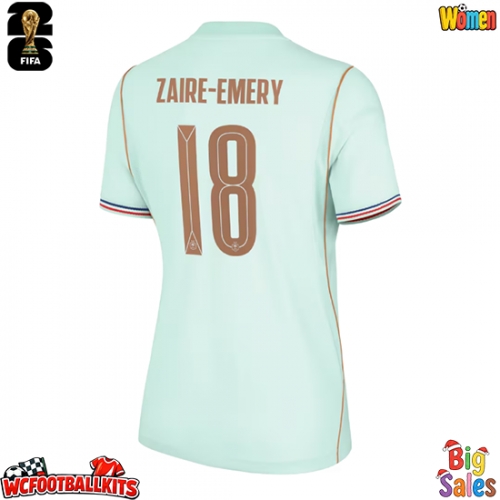 France Warren Zaire-Emery #18 Replica Away Stadium Shirt for Women World Cup 2026 Short Sleeve